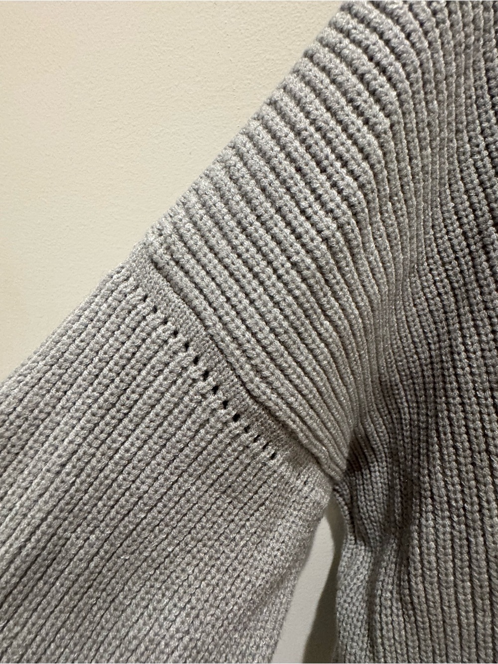 Relaxed Light Gray Ribbed Crewneck Sweater - Picture 5 of 9